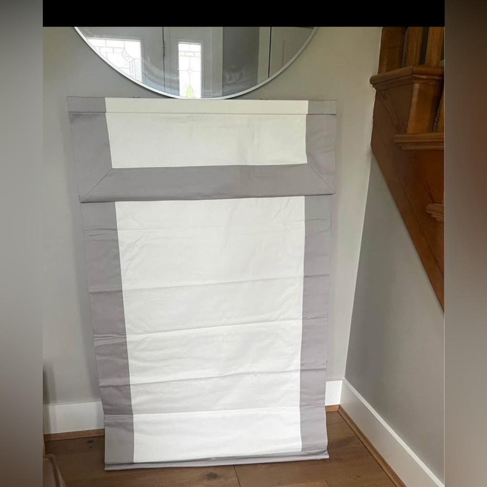 Pottery Barn Kids Gray and White Blackout Roman Shade Window Covering